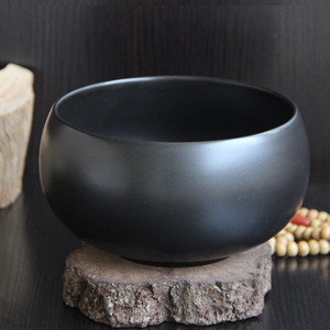 和尚碗纯黑碗钵尘僧居士饭碗复古佛文化黄色钵盂素食碗陶瓷青瓷碗