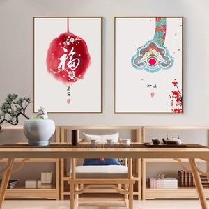 中式构图建筑节气书房背景墙壁装饰画中国风文雅大气餐厅单联挂画