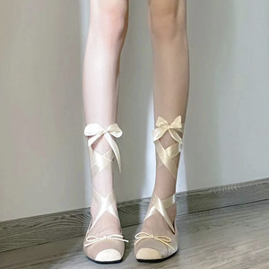 小ck2024芭蕾舞式鞋单鞋女秋季绑带平底鞋气质名媛外穿方头玛丽珍