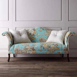 美式法式兰迪花实木布艺单双三人沙发轻奢复古小户型弧形高端家具