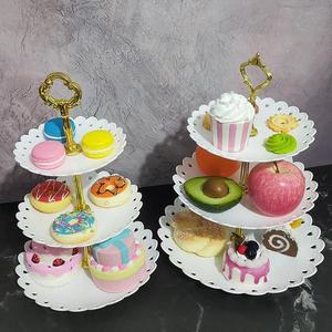 甜品台展示架三层塑料多层蛋糕装饰摆件生日餐厅点心水果托盘欧式