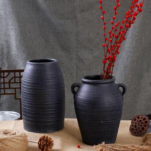 新中式花盆复古花瓶陶土粗陶陶罐水培花器手工客厅简约禅意装饰