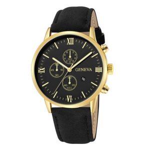 Men Casual Sport Watches Leather Band Quartz Watch手表