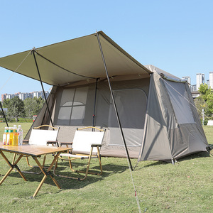 户外露营野炊屋脊帐篷两室一厅防潮自动帐篷登山野营家庭游玩帐篷