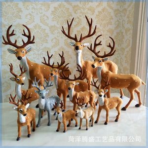 创意圣诞梅花鹿夫妻鹿圣诞驯鹿仿真鹿麋鹿小圣诞鹿装饰品商场摆件