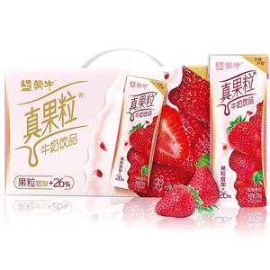 蒙牛真果粒草莓味蓝莓椰果芦荟葡萄黄桃营养早餐全脂250g12盒整箱