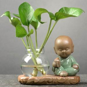 创意绿萝水培植物透明玻璃小花瓶家用客厅装饰品水养插花器皿摆件