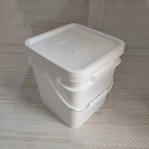 加厚塑料桶10L乳白色正方形桶带盖 食品级猫粮狗粮密封桶 螺丝桶