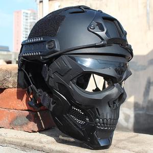 骷髅双用面具 透明/偏光黑灰镜y片 CS全脸军迷野战术防护头盔面罩