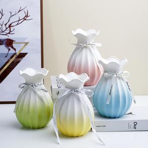 树脂花瓶加厚客厅插花摆件水培富贵竹百合中式大号塑料仿陶瓷摆件