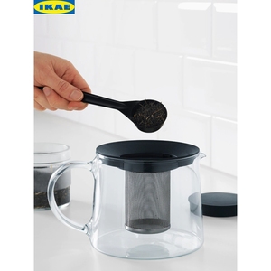 IKEA宜家茶壶咖啡壶耐热玻璃泡茶壶过滤花茶壶家用茶水壶