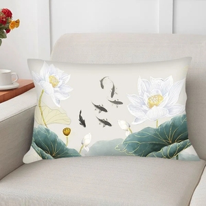 抽象花卉抱枕十字绣枕套2024新款精准印花三边拉链家用沙发抱枕套