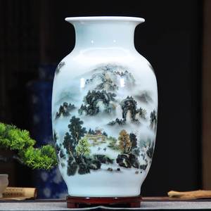 中式陶瓷花瓶景德镇瓷器客厅插花装饰大号落地假花仿真花摆件白色