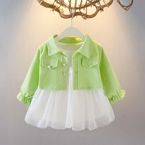 女宝宝春装0-1-3岁女童衬衫两件套装4-5-6-7-8-9-10个月婴儿衣服