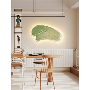 IKEA宜家 绿色奶油风肌理感抽象带钟表时钟挂钟饭厅客厅餐桌挂画