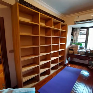 定制老榆木书架 松木书架 隔断吊柜 实木书柜格子架 定做满墙书架