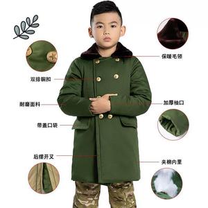 老式军棉绿大衣儿童加厚保暖网红宝宝棉袄冬季男童中长款色外套