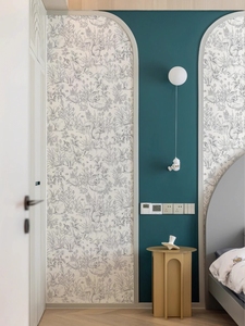 法式壁布背景墙纸素描兔子轻奢壁纸北欧女孩儿童房间卧室墙布定制