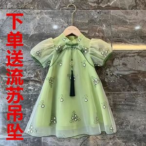 巴­拉巴­拉女童夏季旗袍连衣裙2024短袖复古公主裙宝宝中国风裙子