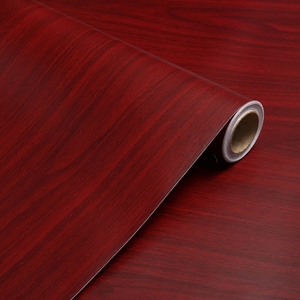 加厚防水自粘墙纸木门门框桌面翻新红色木纹贴纸仿木红木纹纸壁纸