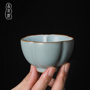 鑫佰润手工汝窑茶杯主人杯单杯陶瓷品茗杯茶盏青瓷汝瓷功夫茶茶具