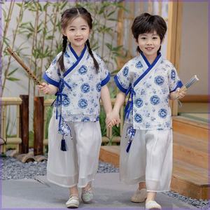 六一儿童演出服男女小学生青花瓷汉服套装国潮幼儿园中国风表演服
