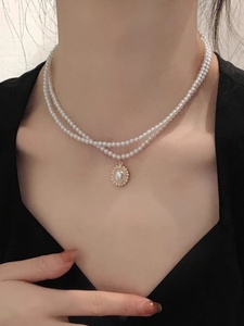 施华洛世奇适用珍珠项链女双层轻奢ins复古小众设计高级感锁骨颈