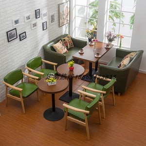 定制网红咖啡厅卡座沙发实木餐椅奶茶店高档西餐厅茶餐厅桌椅组合