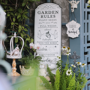 Garden Rules入户欢迎牌户外花园挂牌装饰墙面壁挂铁艺门牌