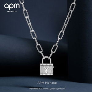 apm monaco 字母爱情锁项链 女款 银色925纯银AC6906OXA