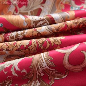 帕缇欧北欧四件套公主红色婚庆床品床单被罩纯棉床上用品结婚贡缎