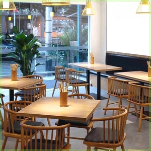 实木北欧餐桌长方形卡座小户型餐饮桌椅餐桌椅家用现代组合简约