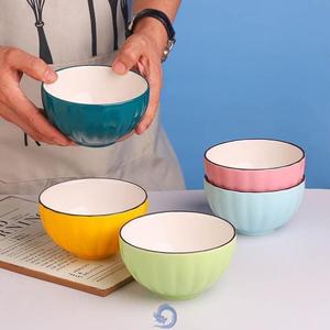 亲子碗家用一人一色一家三口四五口饭碗家庭分色陶瓷碗泡面碗加厚