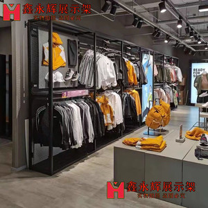 折扣店货架服装店展示架工厂店展架中岛鞋架铁艺展柜落地服装展架