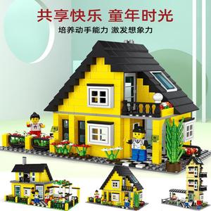 万格32051-34051别墅房子建筑模型拼插拼装小颗粒积木DIY玩具