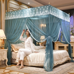 罗兰蚊帐家用拉链公主风1.8米双人床三开门落地宫廷卧室免安装