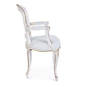 法式轻奢酒店实木白色描金餐椅欧式雕花单椅美式新古典梳妆椅德州