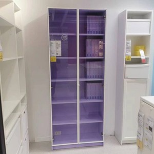 国内宜家代购紫色毕利玻璃门书柜书架储物柜隔板柜子收纳橱柜简约
