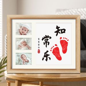 新疆包邮岁岁平安手足印画纪念品相框新生婴儿童手脚印画满月百天