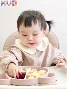 KUB可优比韩系宝宝吸盘餐盘小熊婴儿餐具吸盘式保温防摔吃饭儿童