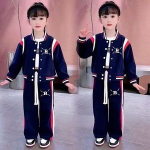 巴拉巴柆韩范2023女童秋季休闲运动套装二件套女孩外套裤子时尚爆