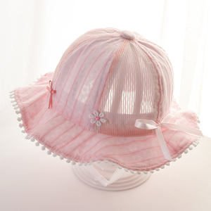 巴拉巴拉婴儿帽子夏季薄款女宝遮阳防晒公主太阳帽幼儿渔夫帽夏天
