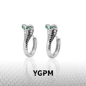 YGPM 925纯银眼镜蛇耳环原创小蛇耳扣欧美朋克独特个性超酷耳扣