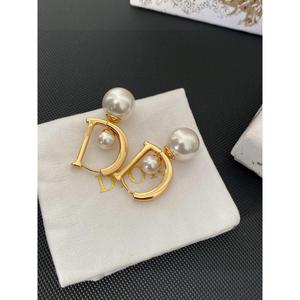 法国直邮Dior/迪奥耳钉 2024新款金色D字母大小珍珠耳环