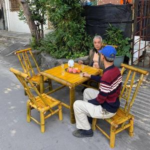 全手工中式竹茶几竹桌椅竹桌子茶桌餐桌家用户外茶室饭店竹编桌椅