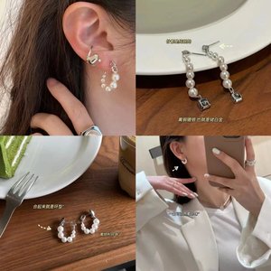 24春季新款设计师品牌珍珠链条耳环！chun元！（3天可发）