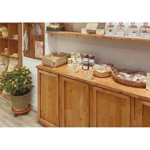 展示架蛋糕店实木展示架日式面包柜 玻璃边柜子烘培柜台 实木中岛