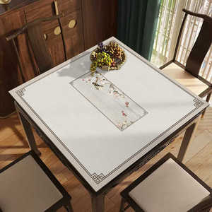 新中式小桌布防水防油免洗餐桌布四方形八仙桌实木正方形茶几桌垫