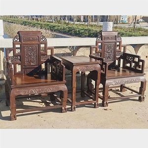 明清古典家具非洲黑檀木宝座太师椅三件实木古明式家具家用新款