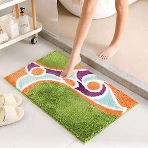 创意草坪几何植绒提花地毯家用地垫浴室洗手间吸水防滑脚垫